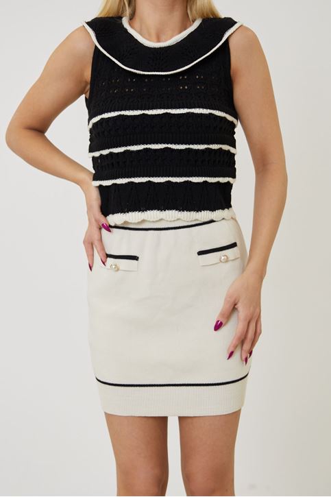 Sıfır Kol Örgü Bluz-Siyah