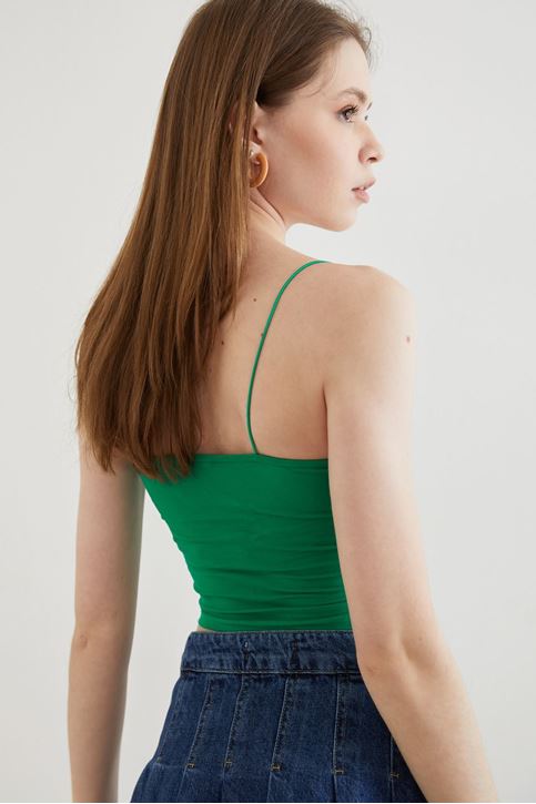 İp Askılı Body Bluz-Yeşil