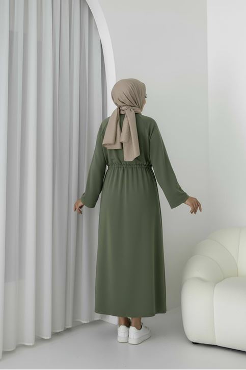 Beli Tünelli Oysho Elbise-Haki