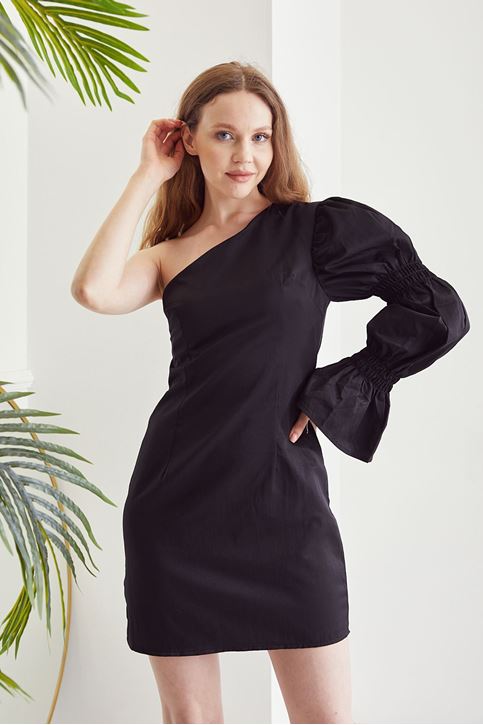 Tek Kol Elbise-Siyah