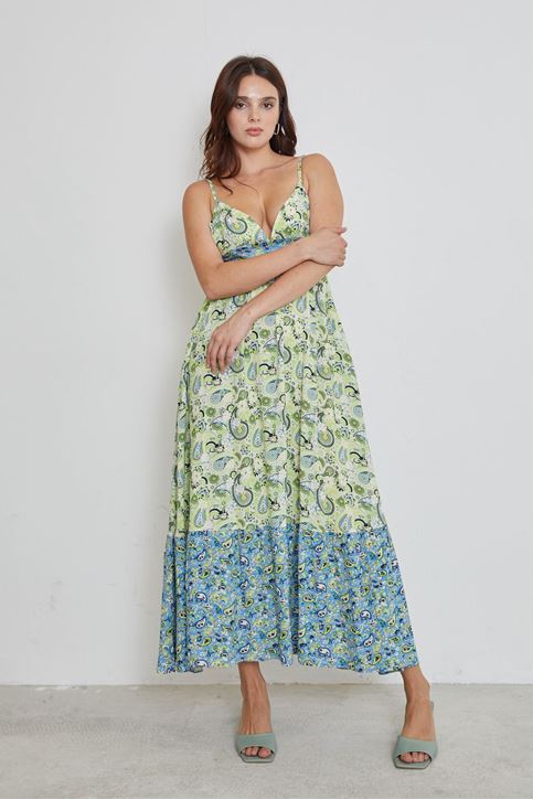 Desenli Elbise-Yeşil