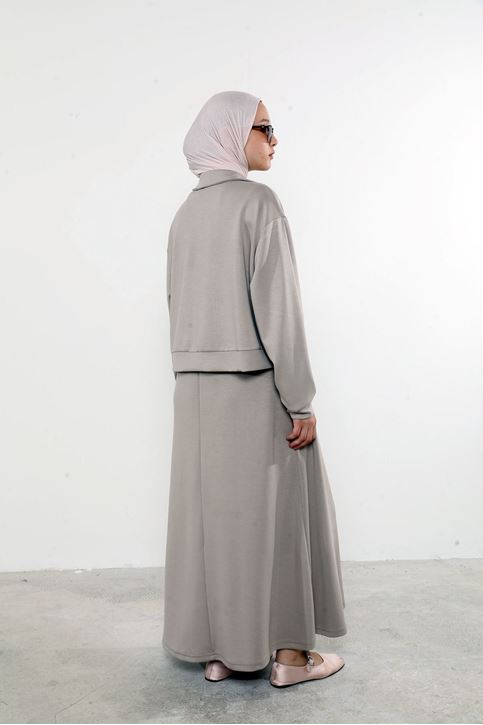 Yakalı Fermuar Detay Jileli Takım-Taş