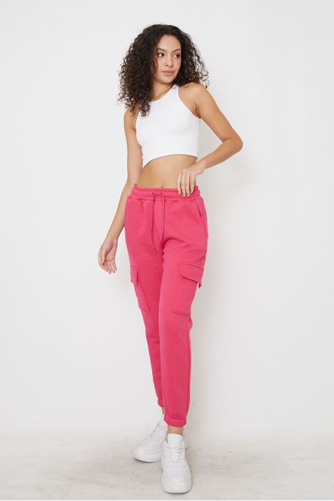 Kargo Cep Eşofman Altı-Fuşya