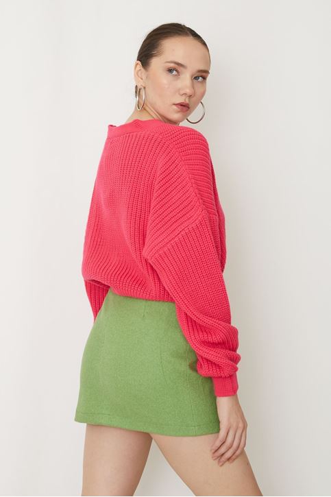 Kaşe Mini Etek-Fıstık Yeşili