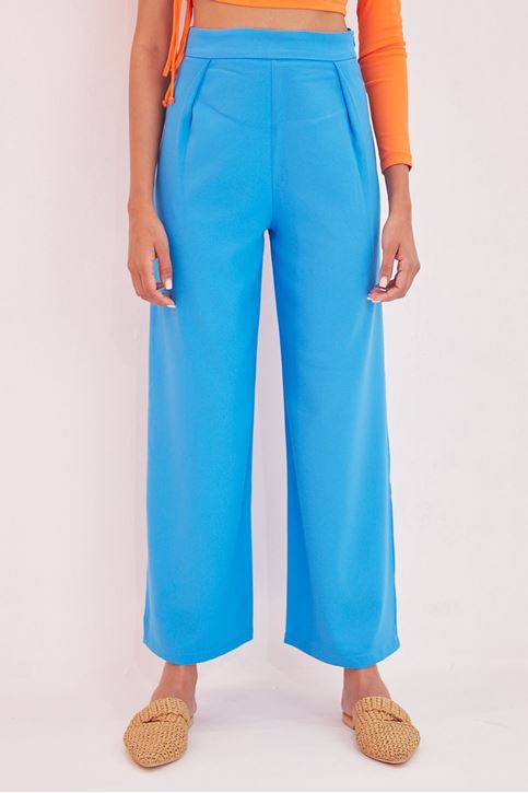 Yırtmaçlı Pantolon-Mavi