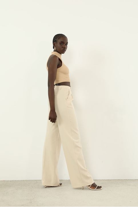 Retro Palazzo Pantolon-Bej