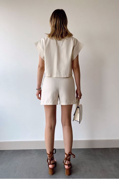 Keten Şort Takım-Taş