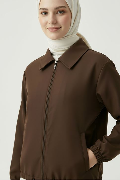 Flota Cep Fermuar Detay Trençkot-Kahve