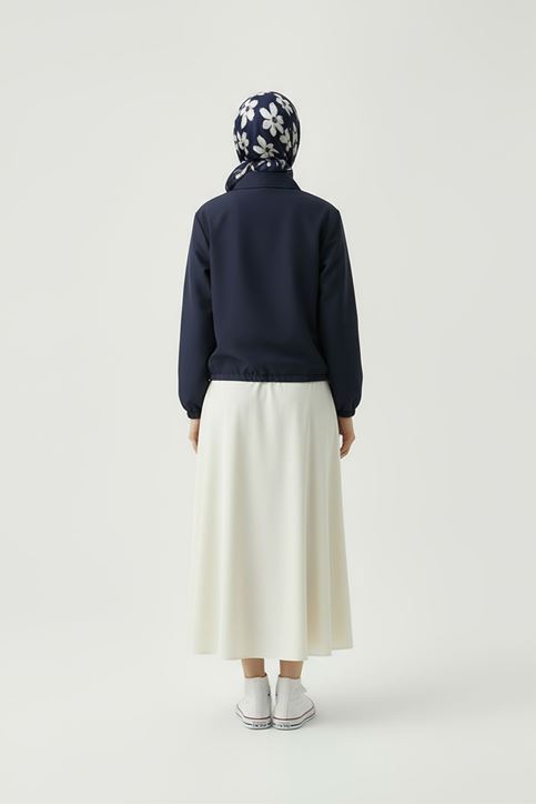 Flota Cep Fermuar Detay Trençkot-Lacivert