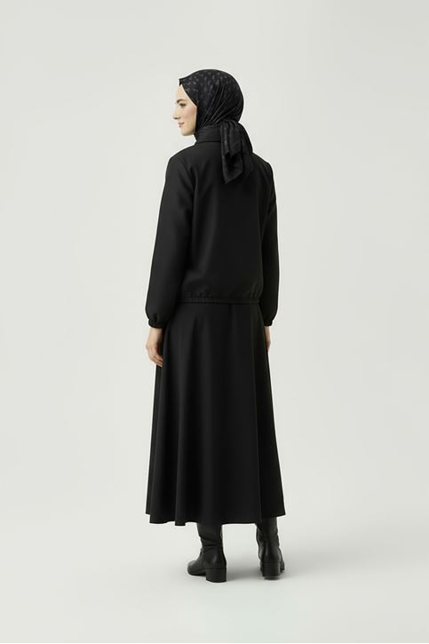 Flota Cep Fermuar Detay Trençkot-Siyah