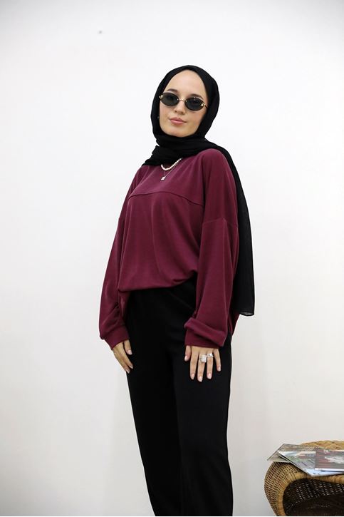 Ön Roba Detay Pike Tunik-Bordo