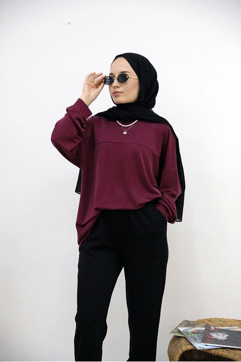 Ön Roba Detay Pike Tunik-Bordo