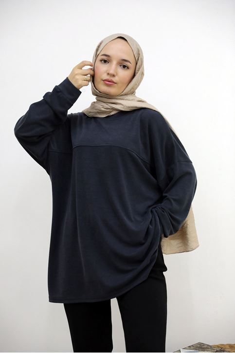 Ön Roba Detay Pike Tunik-Lacivert