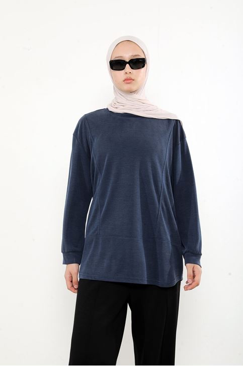 Ön Parçalı Pike Tunik-Lacivert