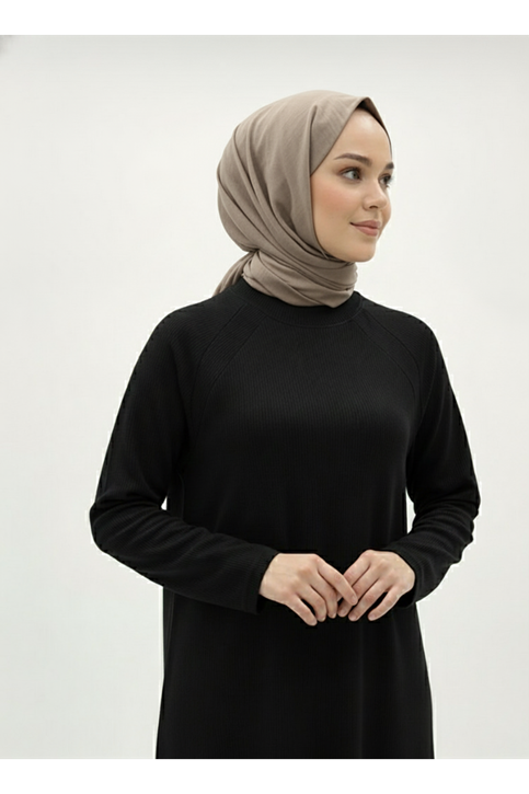 Reglan Kol Contalı Elbise-Siyah