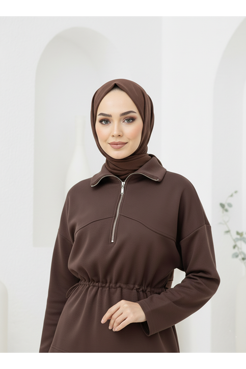 Beli Stoper Tünelli Etekli Takım-Kahve