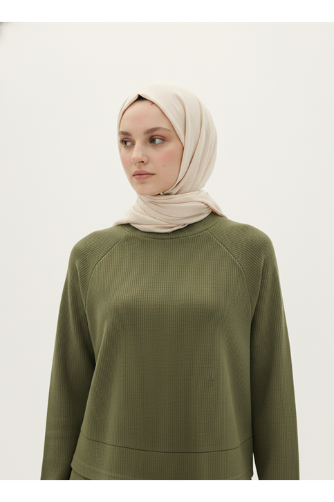 Reglan Kol Örme Triko Takım-Haki