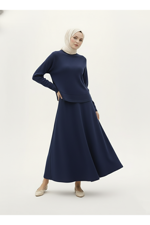 Reglan Kol Örme Triko Takım-Lacivert