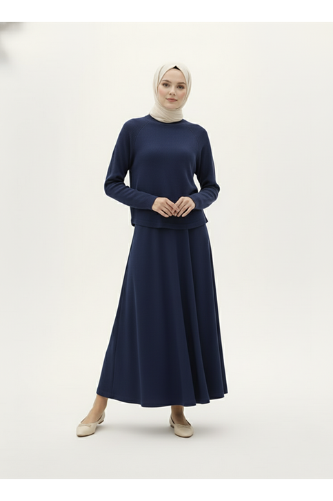 Reglan Kol Örme Triko Takım-Lacivert