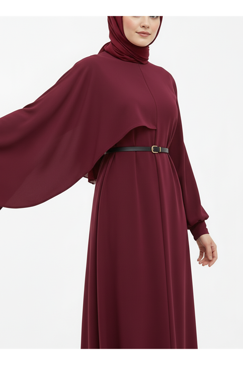 Ön Aller Elbise-Bordo