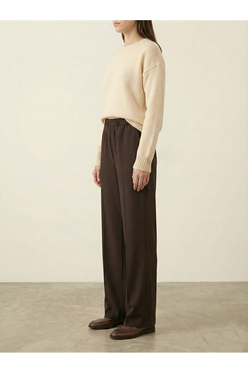 Düz Paça Atlas Pantolon-Kahve