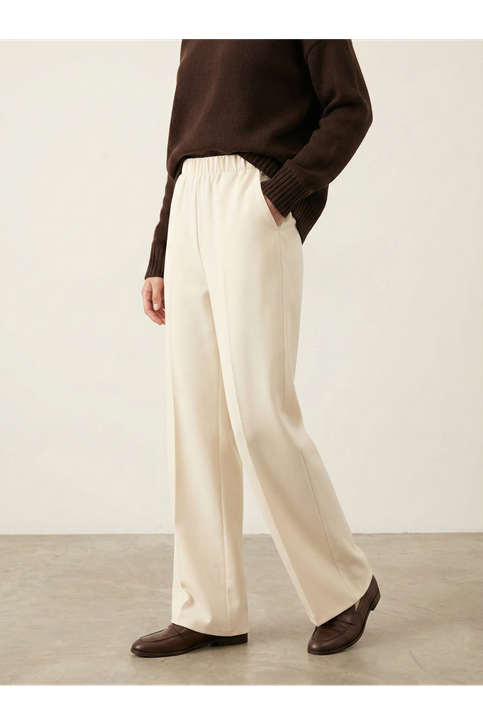 Düz Paça Atlas Pantolon-Krem