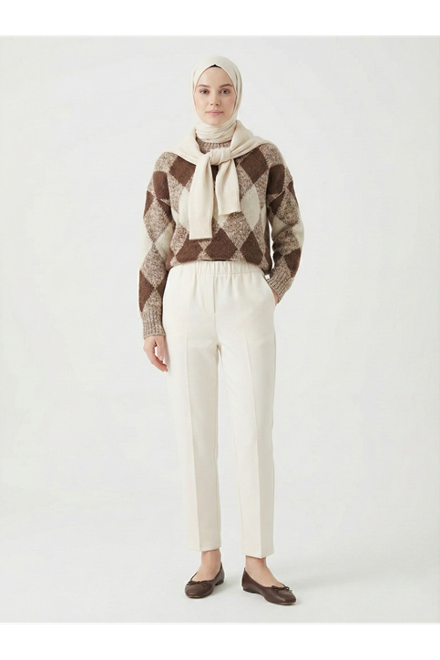 Dar Paça Atlas Pantolon-Krem