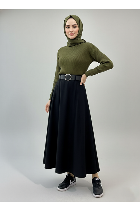 Kelebek Detaylı Etek-Siyah