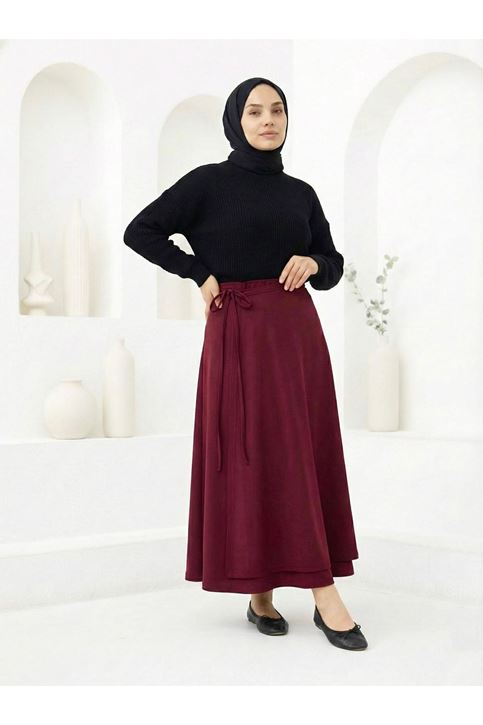 Ön Kapak Detay Scuba Etek-Bordo