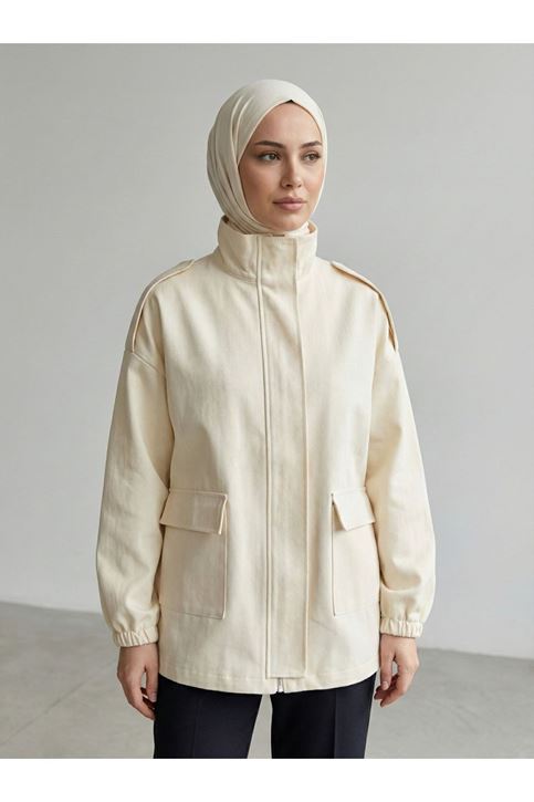 Apoletli Cep Kapaklı Ceket-Taş