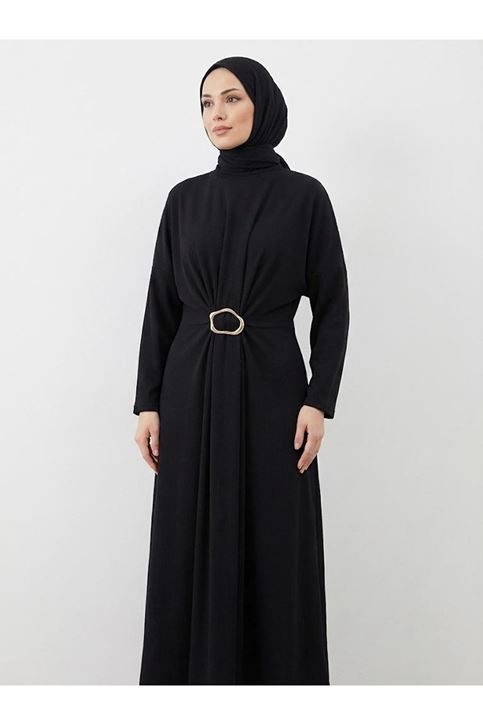 Toka Detay Elbise-Siyah