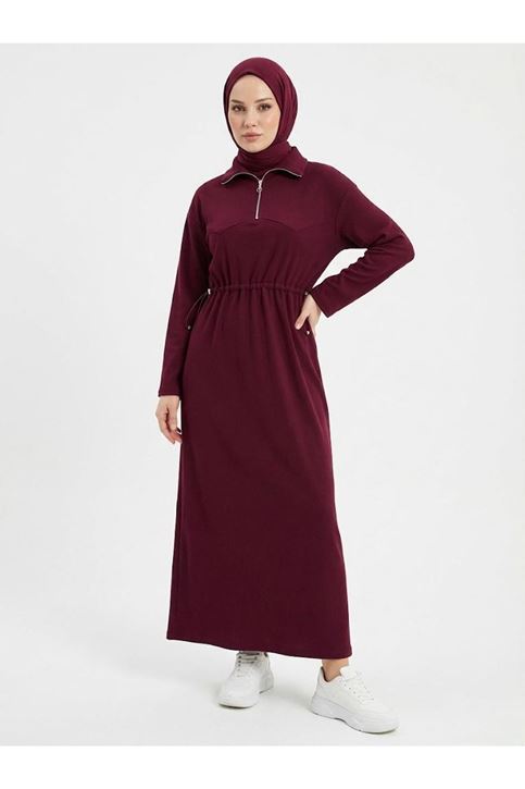 Beli Stoper Tünellii Elbise-Bordo