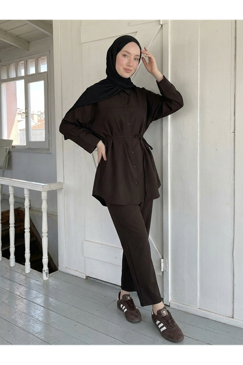 Roba Detay Pantolonlu Takım-Kahve