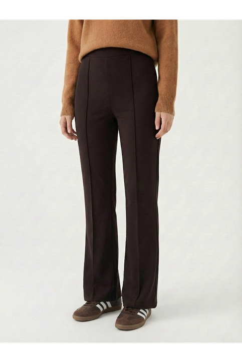 İspanyol Paça Scuba Pantolon-Kahve