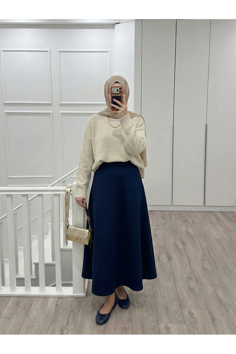 Scuba Verev Etek-Lacivert