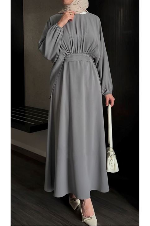 Bağlamalı İkili Elbise-Antrasit