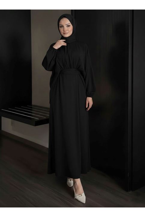 Bağlamalı İkili Elbise-Siyah