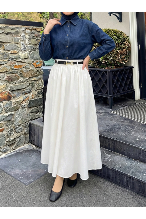 Kemer Detay Terikoton Etek-Beyaz