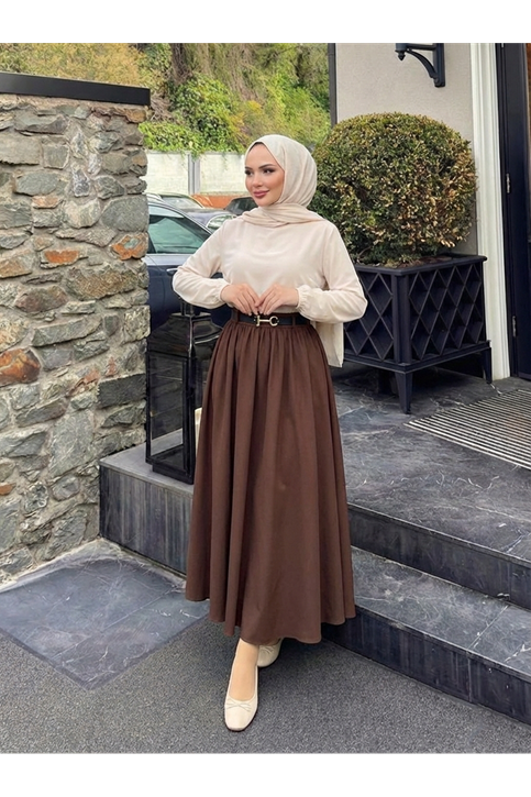 Kemer Detay Terikoton Etek-Kahve