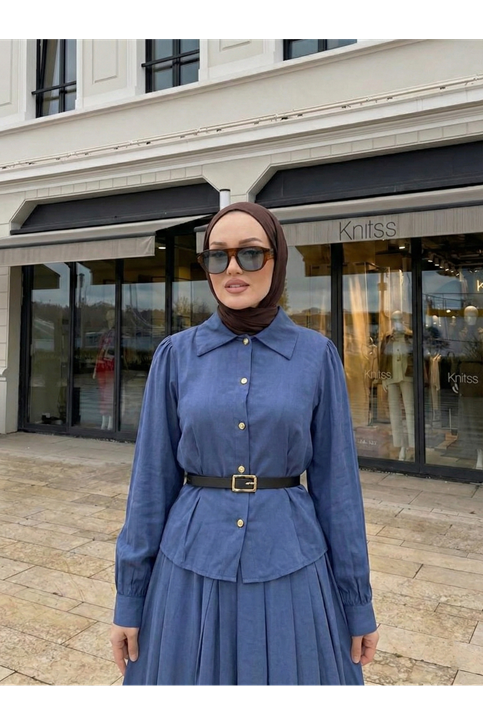 Ön Arka Pensli Etekli Takım-İndigo