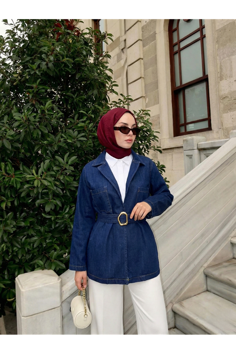 Cep Detay Kot Ceket-Lacivert