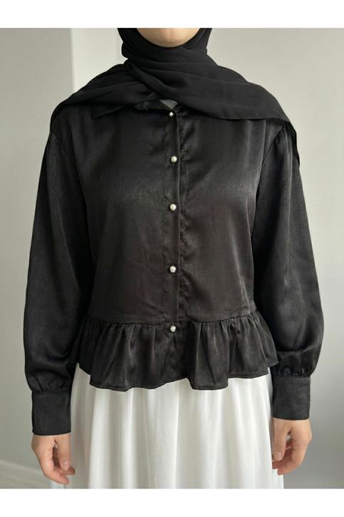 Büzgü Detay Tunik-Siyah