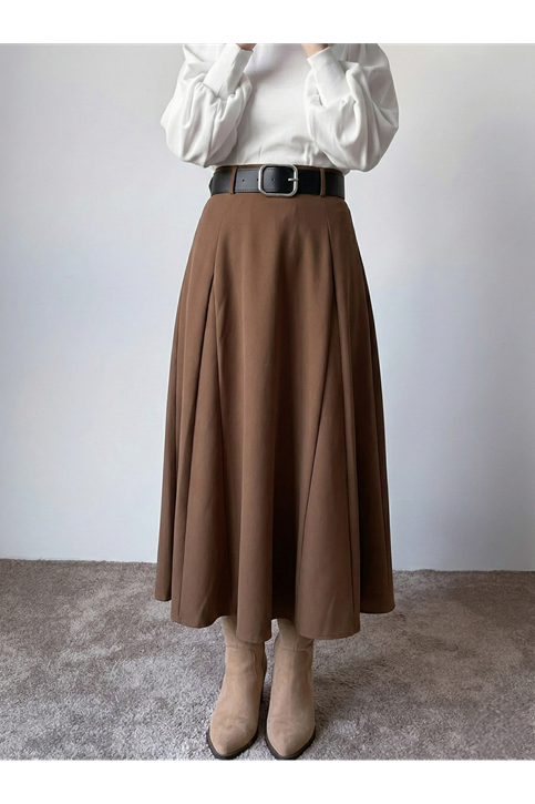 Kelebek Detaylı Dabıl Etek-Açık Kahve