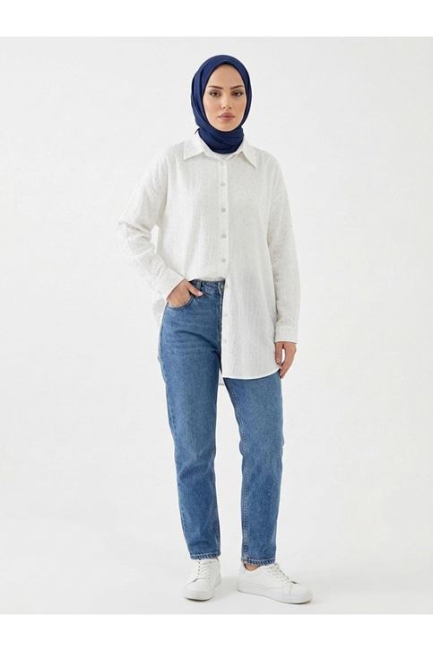 Taş Detay Tunik-Ekru