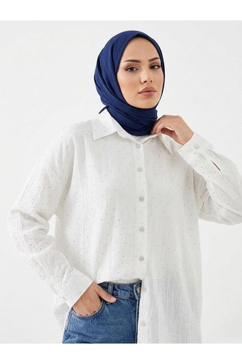 Taş Detay Tunik-Ekru