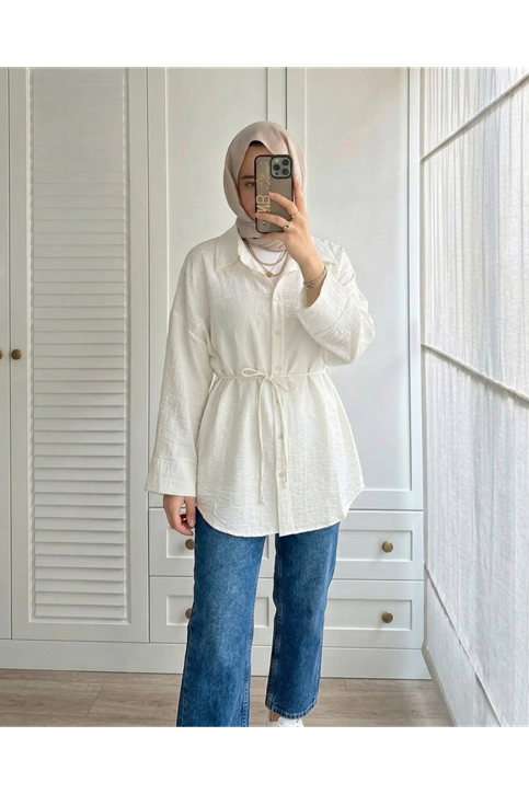 Roba Taş Detay Tunik-Ekru