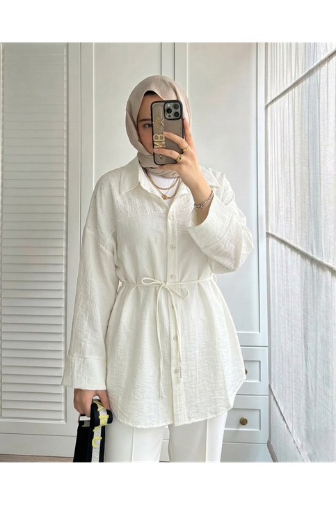 Roba Taş Detay Tunik-Ekru