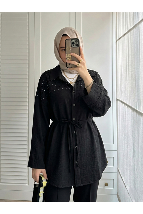 Roba Taş Detay Tunik-Siyah