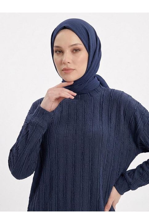 Pilise Dokulu Kemerli Pantolonlu Takım-Lacivert