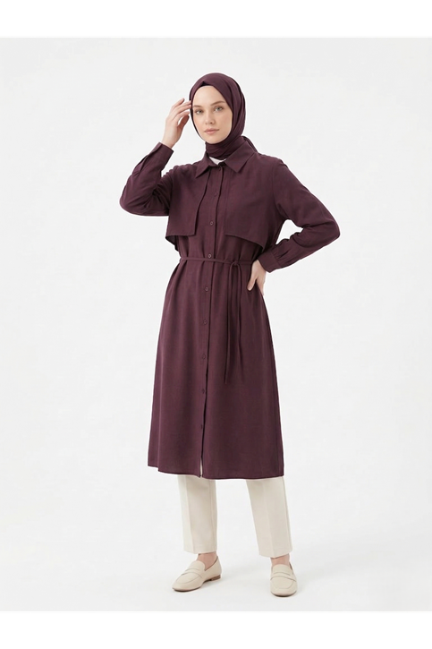 Çift Taraflı Aller Uzun Tunik-Bordo